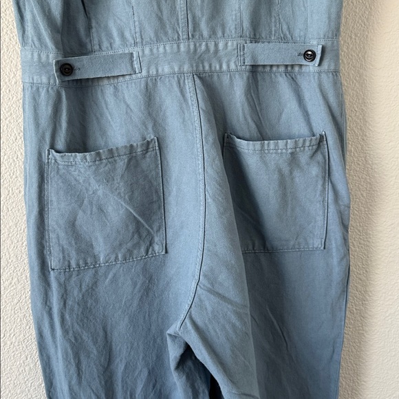 Outerknown Women’s Blue S.E.A Short sleeve Black button Utility Jumpsuit Small - Picture 9 of 13